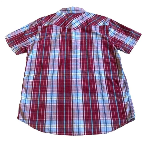 Levi’s Pearl Snap Plaid Short Sleeve Western Rodeo Shirt Red Blue Sz XL - Picture 2 of 11